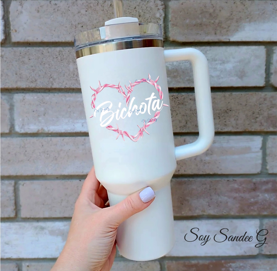 Bichota Heart UVDTF Decal - Clear Background 4" for cups/hard surfaces sticker