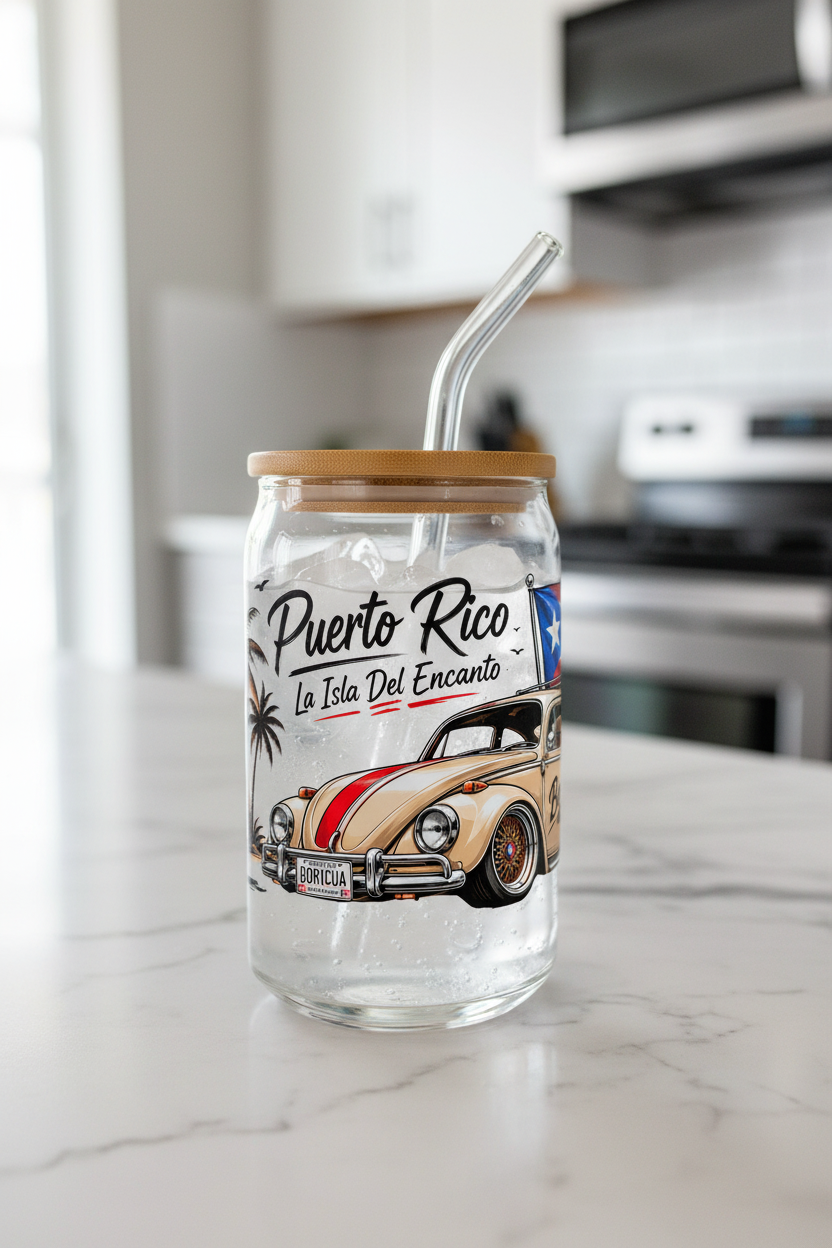 Puerto Rico Car - UVDTF Wrap for cups/hard surfaces sticker