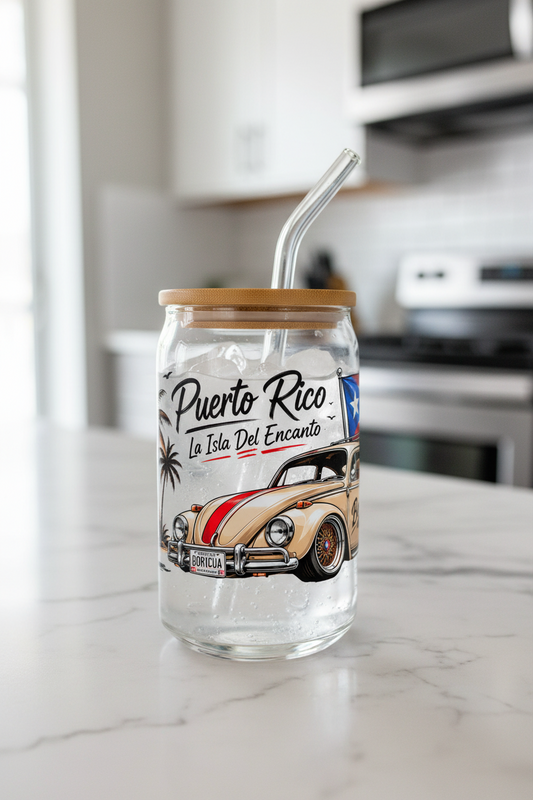 Puerto Rico Car - UVDTF Wrap for cups/hard surfaces sticker