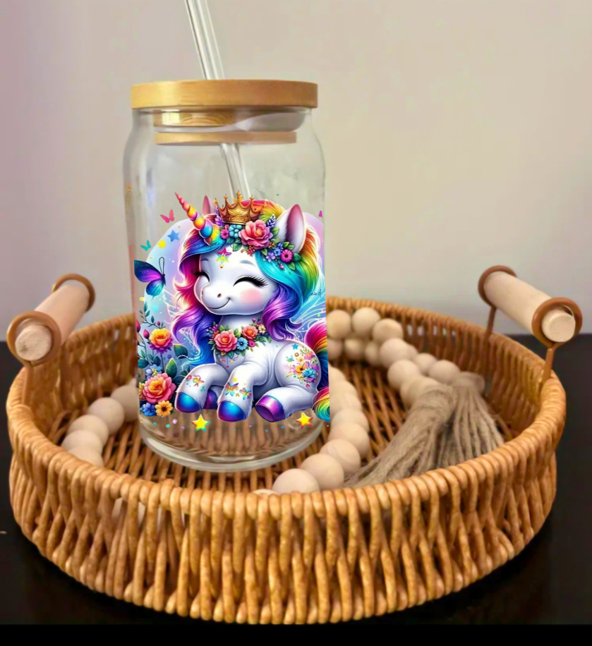 Cute Rainbowed Hair Unicorn - UVDTF Decal for cups/hard surfaces