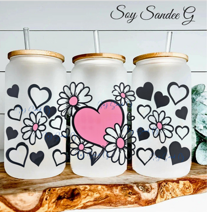 Manta UVDTF de corazones y margaritas