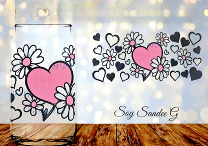 Manta UVDTF de corazones y margaritas