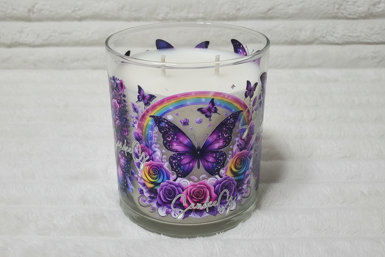 Purple Butterflies Rainbow - UVDTF wrap for cups/hard surfaces sticker