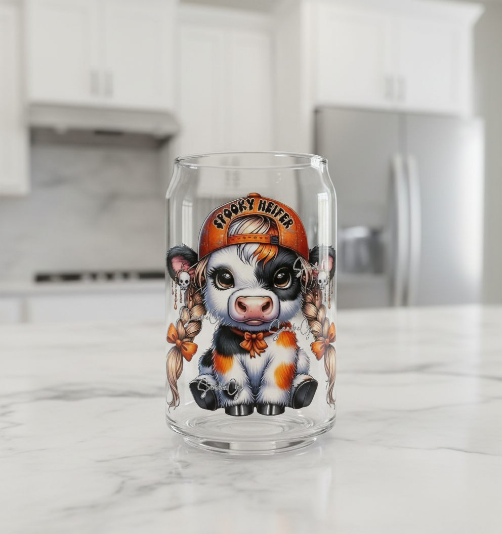 Calcomanía UVDTF de vaca enojada antes del café