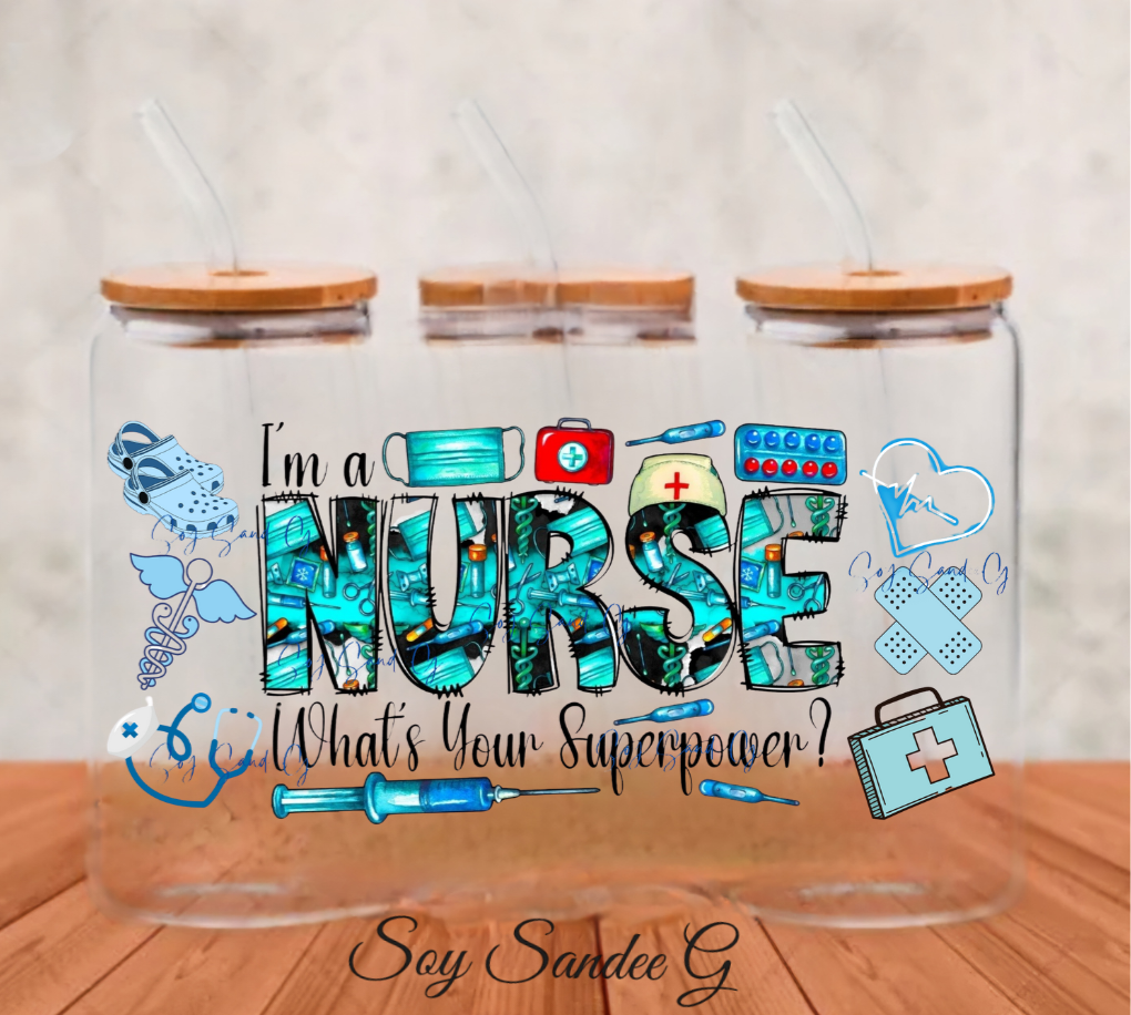 Envoltura UVDTF de enfermera azul