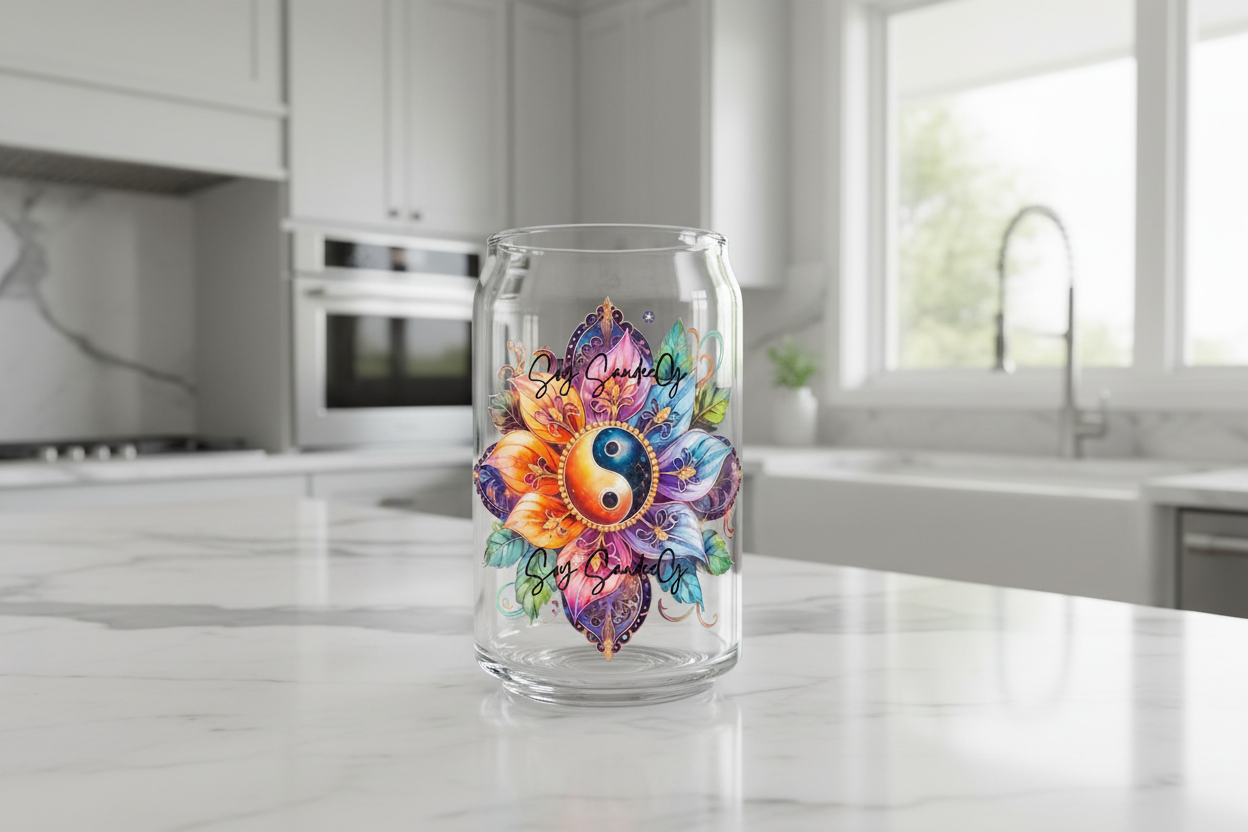 Colorful Ying Yang Flower - UVDTF Decal for cups/hard surfaces sticker