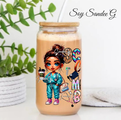 Scrubs, Coffee & Messy Buns - UVDTF Decal for cups/hard surfaces sticker