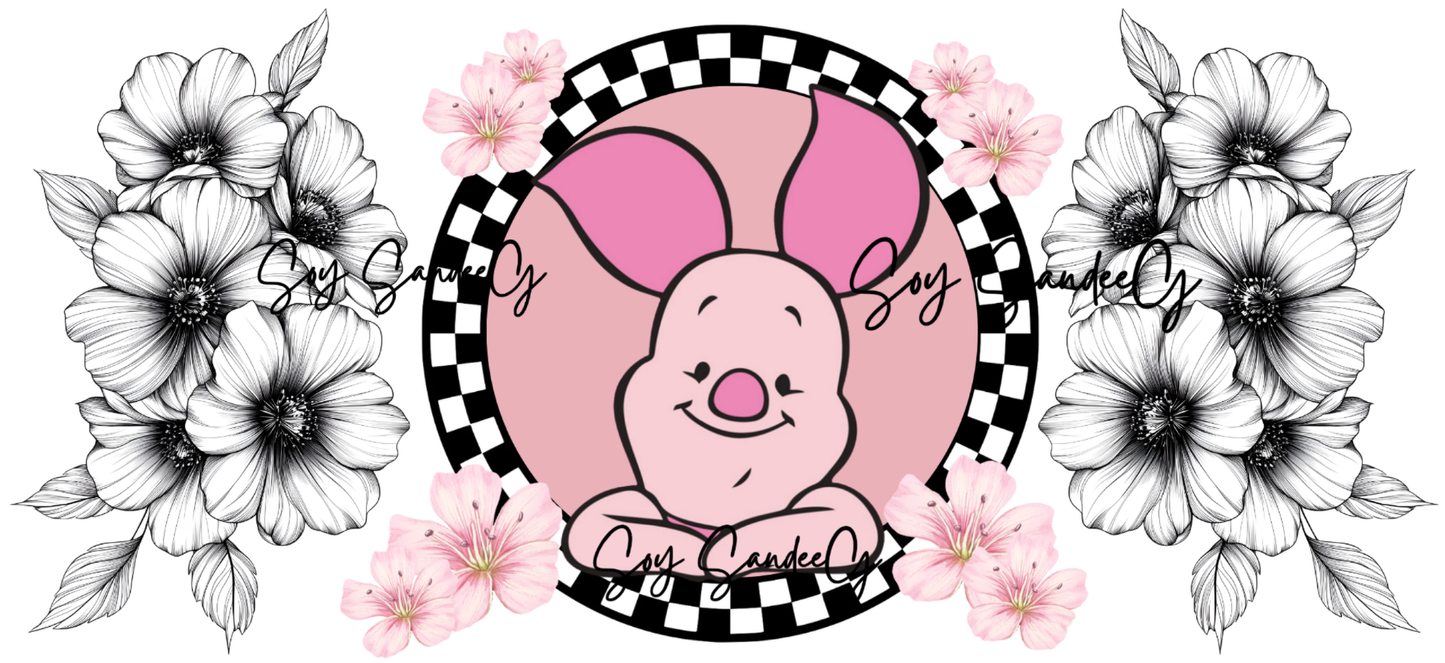 Checkered Piglet - UVDTF Wrap for cups/hard surfaces sticker