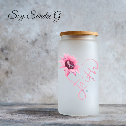 Calcomanía UVDTF de girasol con fe rosa