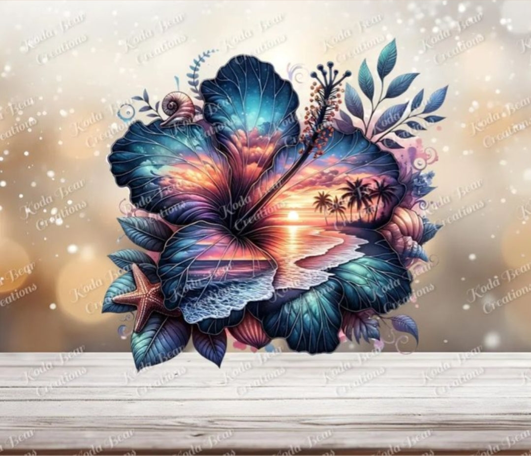 Hibiscus - UVDTF Decal for cups/hard surfaces sticker