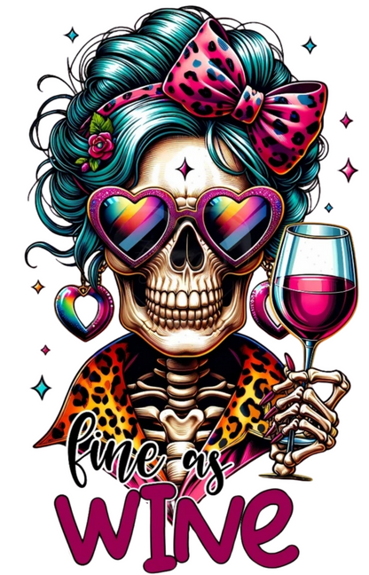 Fine as Wine Skeleton - UVDTF Decal for cups/hard surfaces sticker