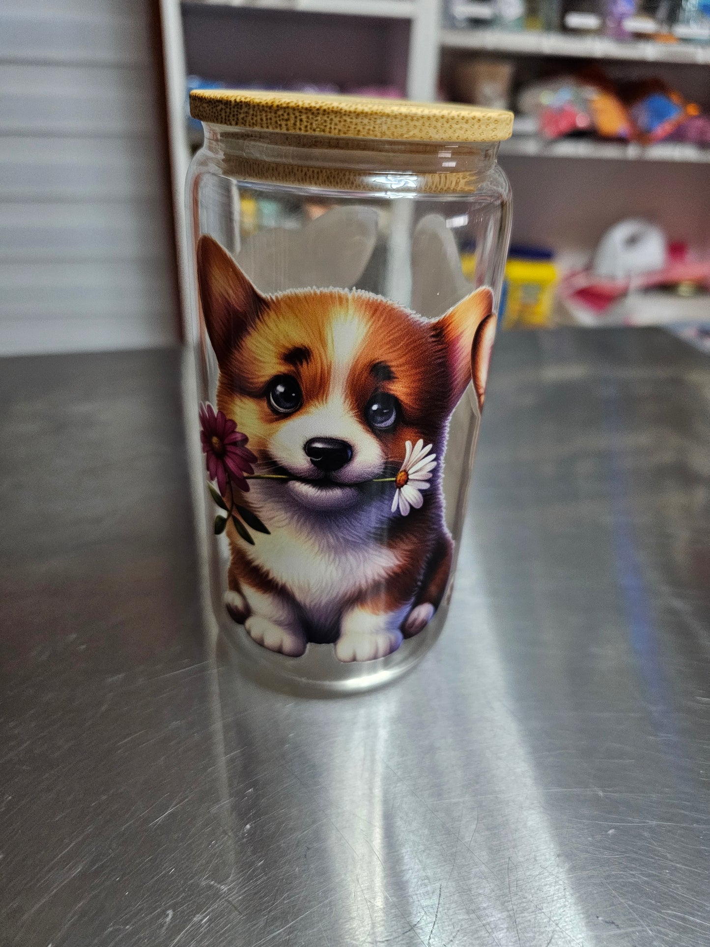 Vaso de vidrio OOPSIE de 16 oz con pajita de plástico