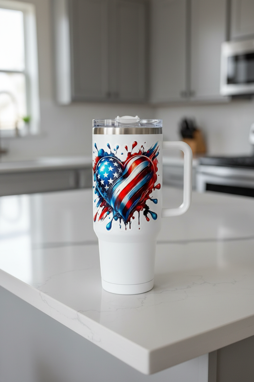 USA Heart #2 - UVDTF Decal for cups/hard surfaces sticker