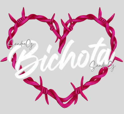 Bichota Heart Dark Pink - UVDTF Decal - Clear Background 4" for cups/hard surfaces sticker