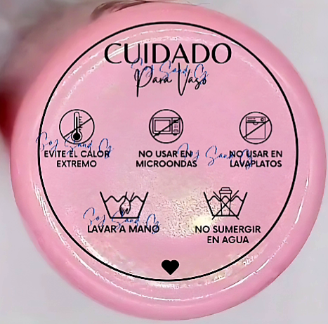 Cuidado para Vasos (Cup Care) - UVDTF Decal with cup instructions sticker