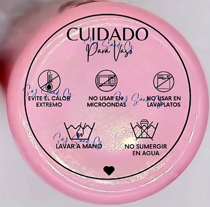 Cuidado para Vasos (Cup Care) - UVDTF Decal with cup instructions sticker