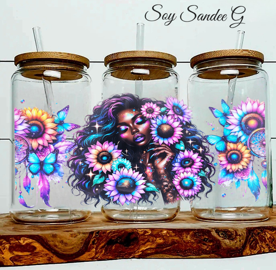 Colorful Sunflowers & Melanin - UVDTF Wrap for cups/hard surfaces sticker