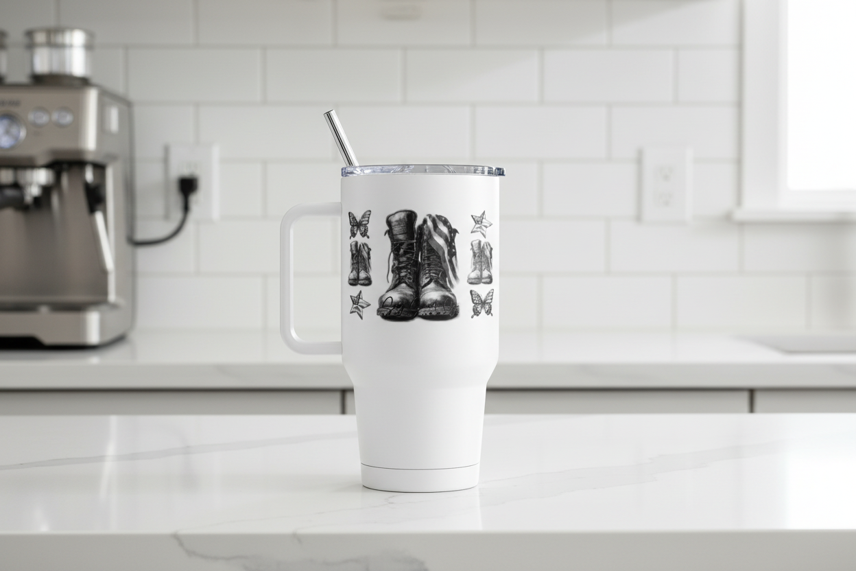 Military Boots, Stars & Butterflies - UVDTF wrap for cups/hard surfaces sticker