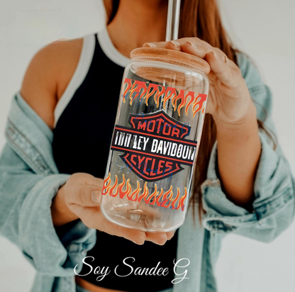 Motorcycle Logos Orange Flames - UVDTF Wrap for cups/hard surfaces sticker