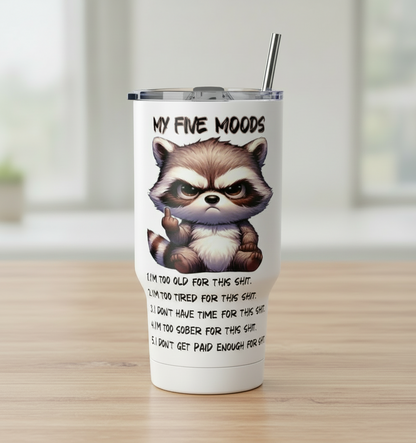 My Five Moods Raccoon - UVDTF Decal for cups/hard surfaces sticker
