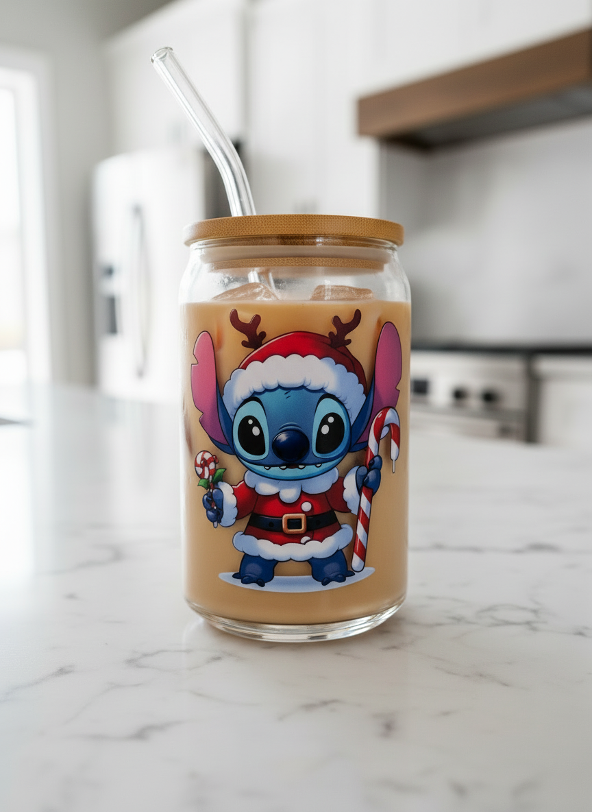 Calcomanía UVDTF de bastones de caramelo con puntada de reno