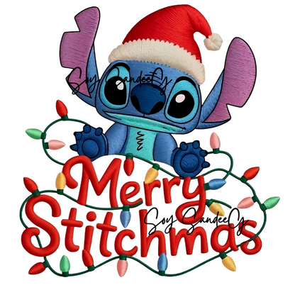 Embroidered Stitch Merry Christmas - UVDTF Decal for cups/hard surfaces sticker