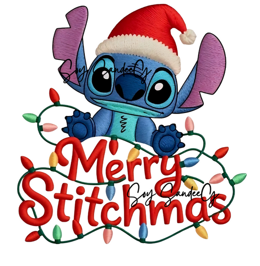 Embroidered Stitch Merry Christmas - UVDTF Decal for cups/hard surfaces sticker