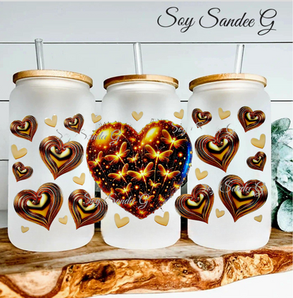 Golden Hearts - UVDTF Wrap for cups/hard surfaces sticker