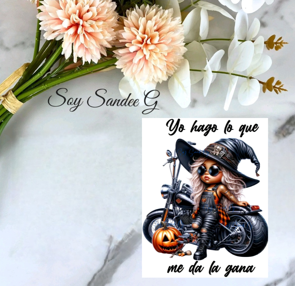 Motorcycle Girl(Spanish) - UVDTF Decal for cups/hard surfaces sticker
