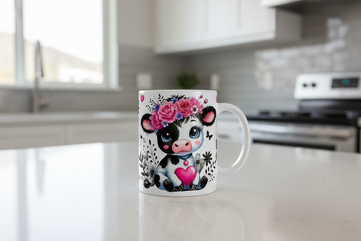 Flowered Tiara Cow - UVDTF Wrap for cups/hard surfaces sticker