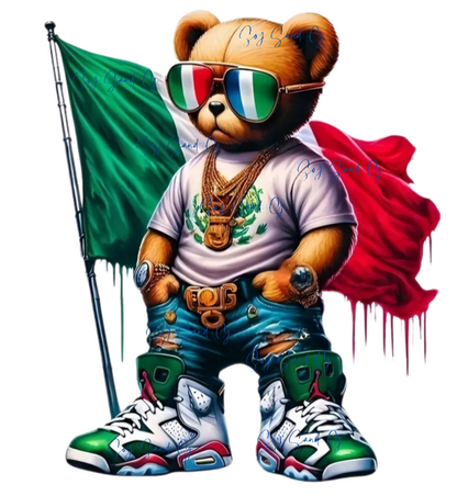 Mexican Bear &  Flag - UVDTF Decal for cups/hard surfaces