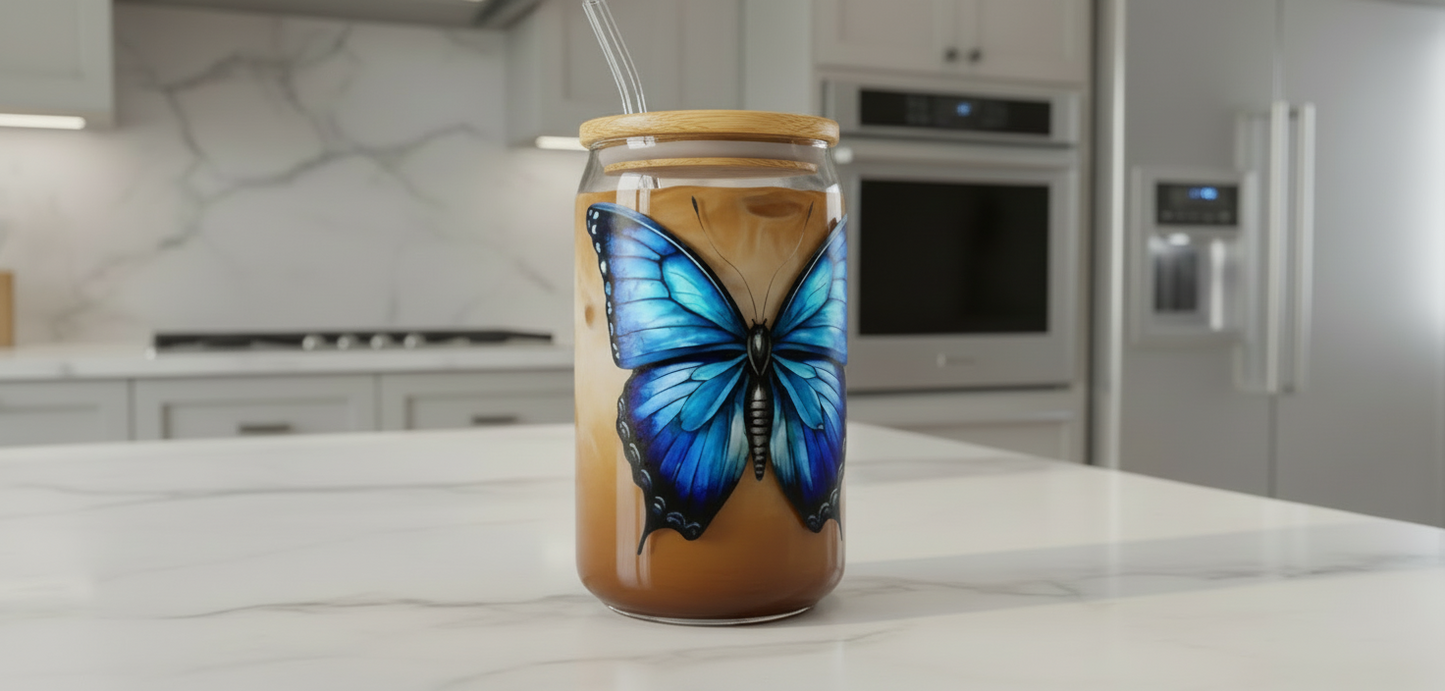 Light Blue Gothic Butterfly - UVDTF Wrap for cups/hard surfaces sticker