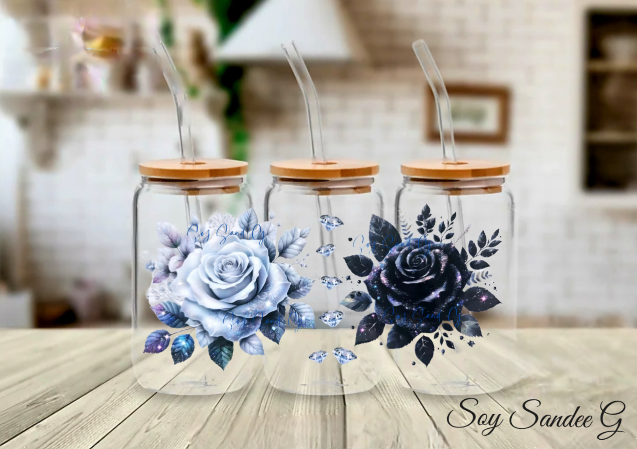 Black & White Rose - UVDTF Wrap for cups/hard surfaces sticker