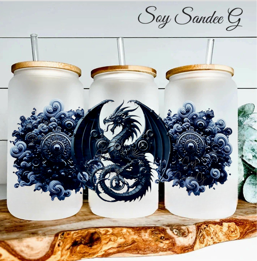 Blue Metallic Dragon - UVDTF Wrap for cups/hard surfaces sticker