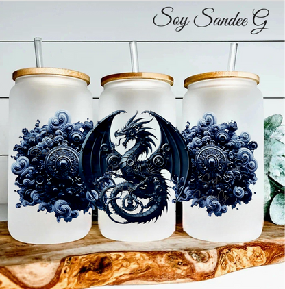 Blue Metallic Dragon - UVDTF Wrap for cups/hard surfaces sticker