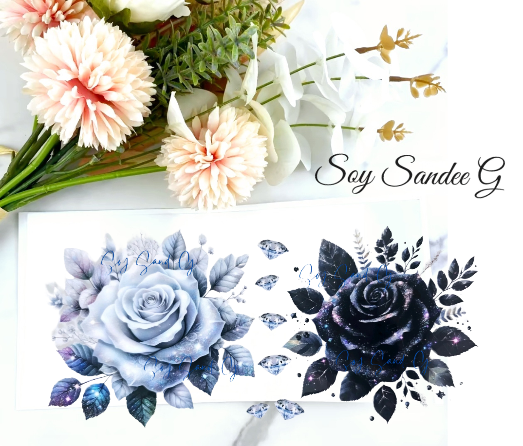 Black & White Rose - UVDTF Wrap for cups/hard surfaces sticker