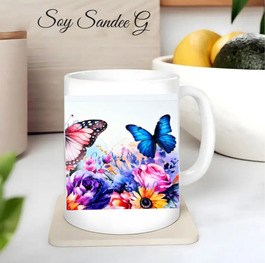 Bright Flowers & 3 Butterflies - UVDTF Wrap for cups/hard surfaces sticker