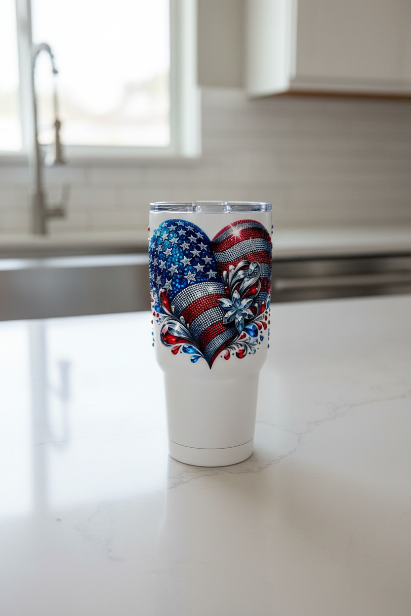USA Heart - UVDTF Decal for cups/hard surfaces sticker