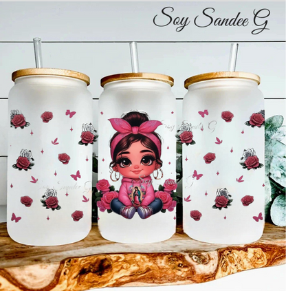 Pink Bandana Guadalupe Cutie - UVDTF Wrap for cups/hard surfaces sticker