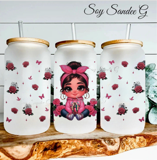 Pink Bandana Guadalupe Cutie - UVDTF Wrap for cups/hard surfaces sticker