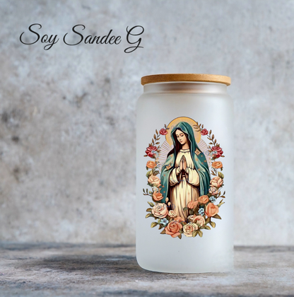 Calcomanía UVDTF Virgen María y Rosas