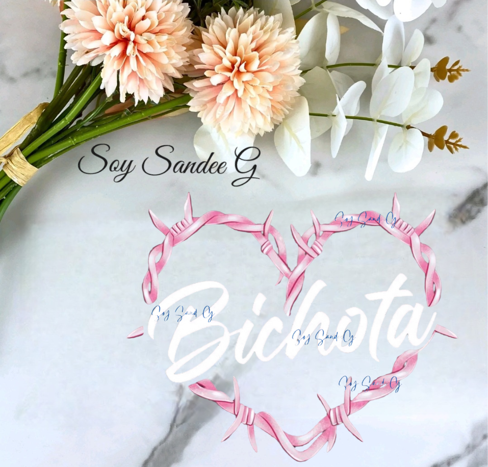 Bichota Heart UVDTF Decal - Clear Background 4" for cups/hard surfaces sticker