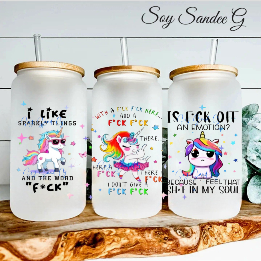 Envoltura UVDTF de unicornio sarcástico