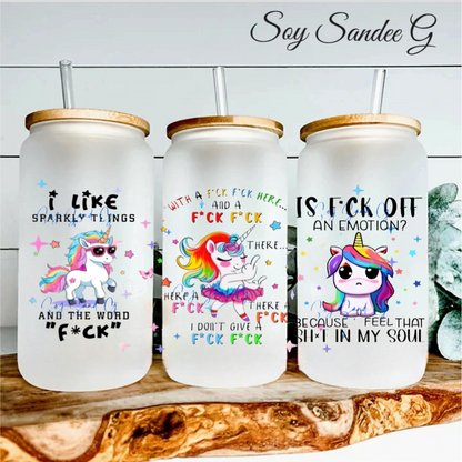 Envoltura UVDTF de unicornio sarcástico