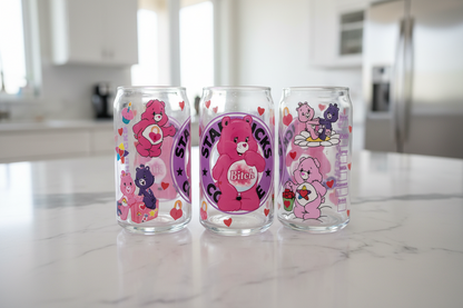 Envoltura UVDTF con osito travieso de Starbucks en color rosa