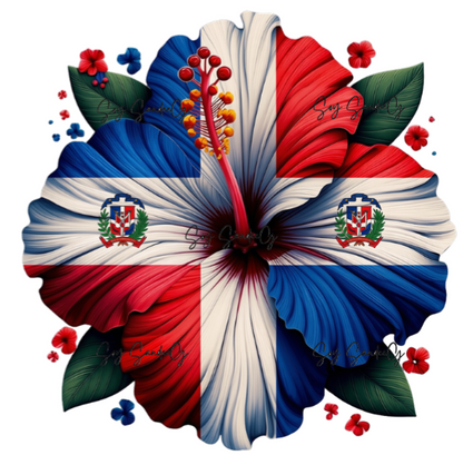 Dominican Hibiscus - UVDTF Decal for cups/hard surfaces sticker