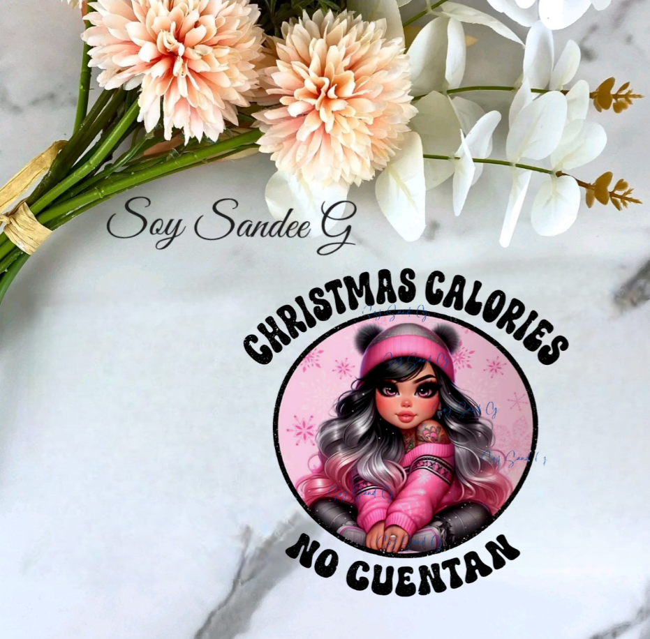 Pink Cutie Christmas Calories Don't Count - UVDTF Decal for cups/hard surfaces sticker