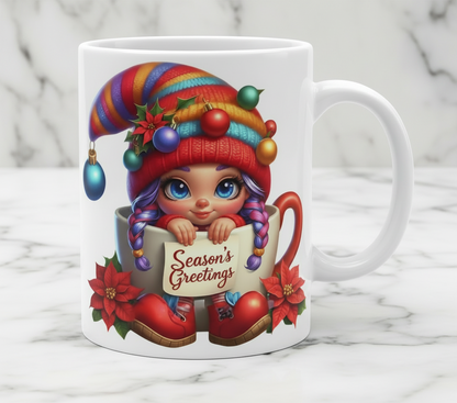 Elf in a Christmas Mug #3 - UVDTF Decal for cups/hard surfaces sticker