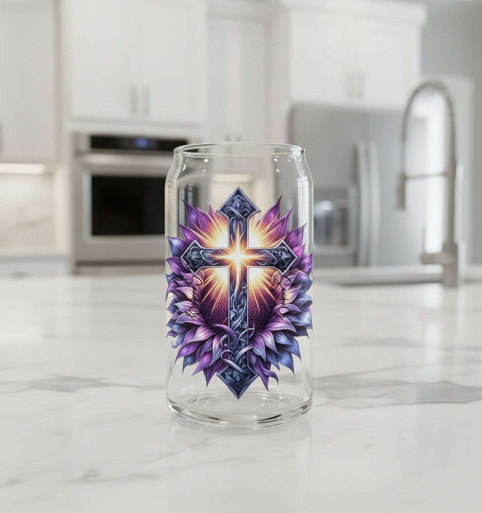 Purple Cross Sunflower - UVDTF Decal for cups/hard surfaces sticker