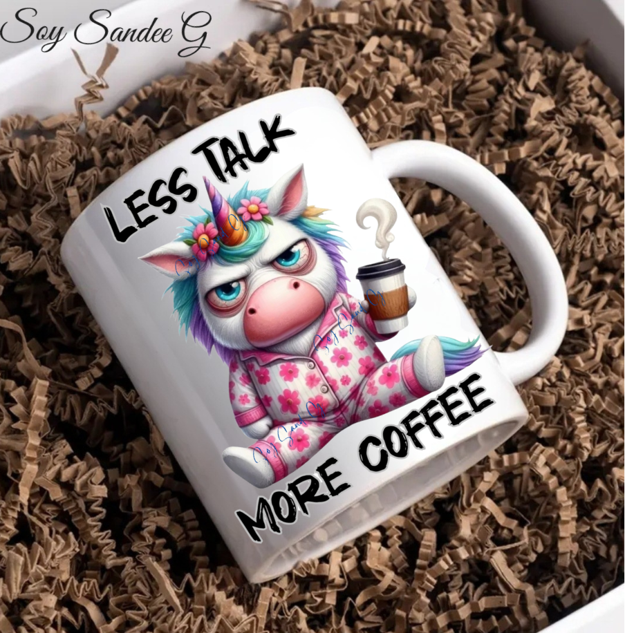Less Talk More Coffee Unicorn - UVDTF Decal for cups/hard surfaces sticker